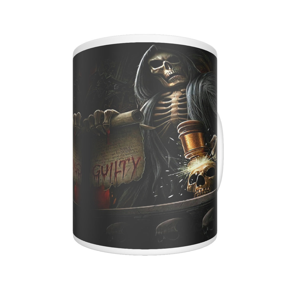 Grim reaper gothic ceramics mug, Halloween horror skull mug tumbler
