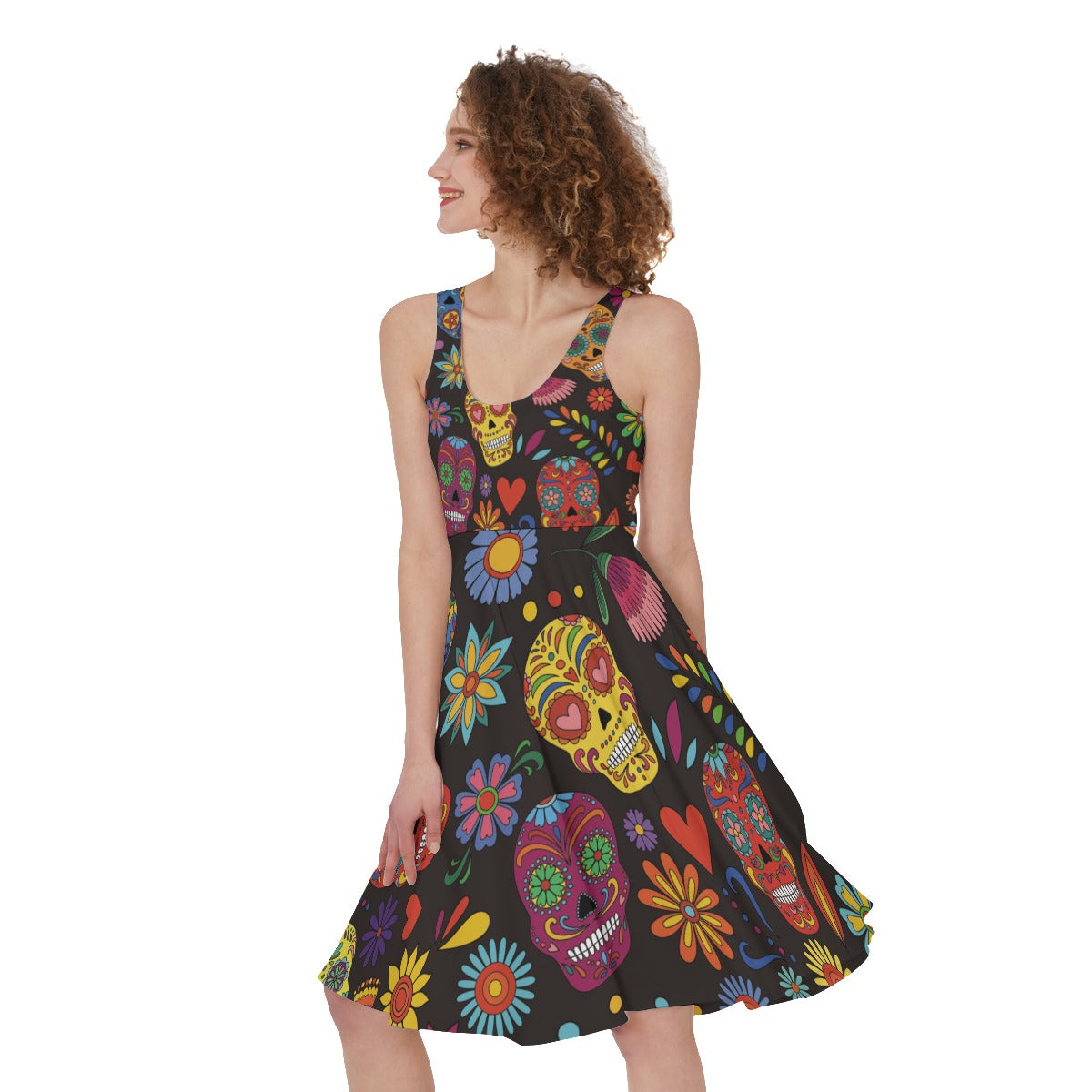 Sugar skull Day of the dead pattern Women's Dress