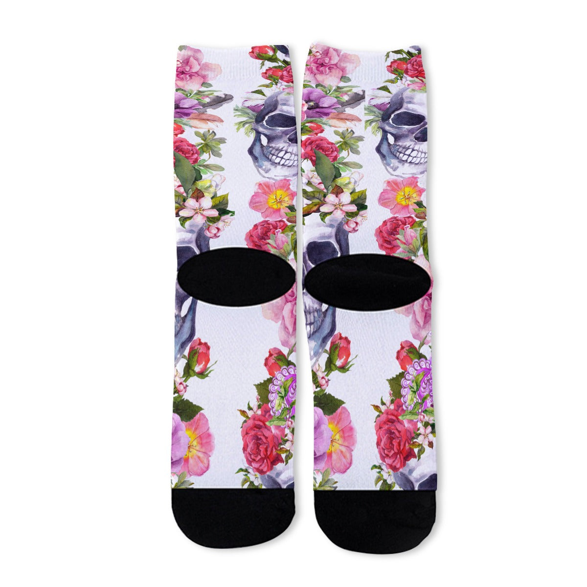 Floral skull All-Over Print Unisex Long Socks