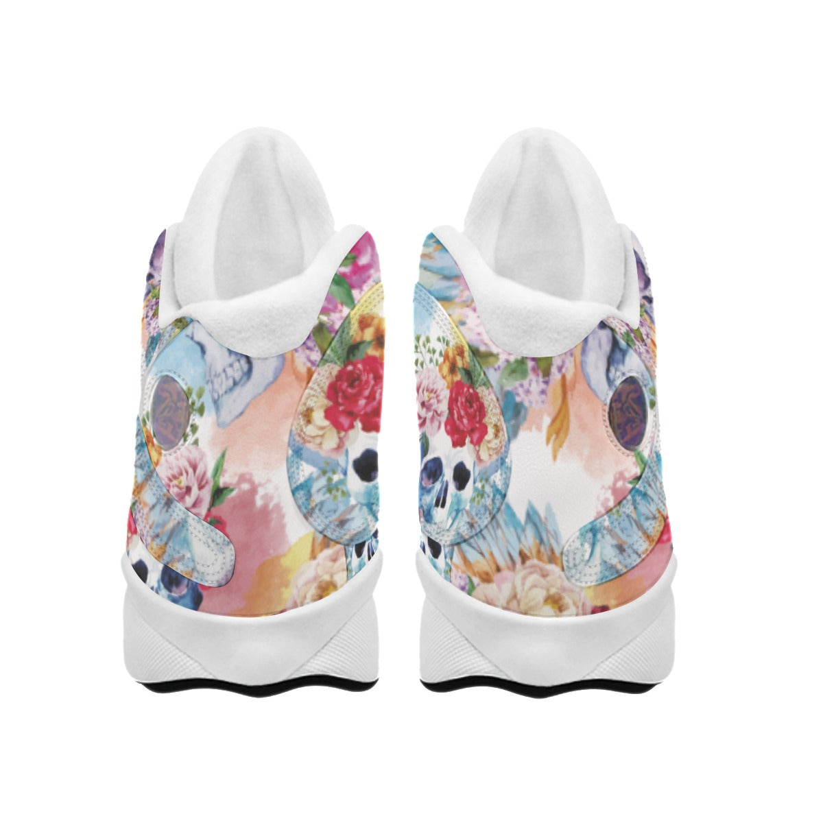 Floral skull sugar skull Women's Curved Basketball Shoes With Thick Soles