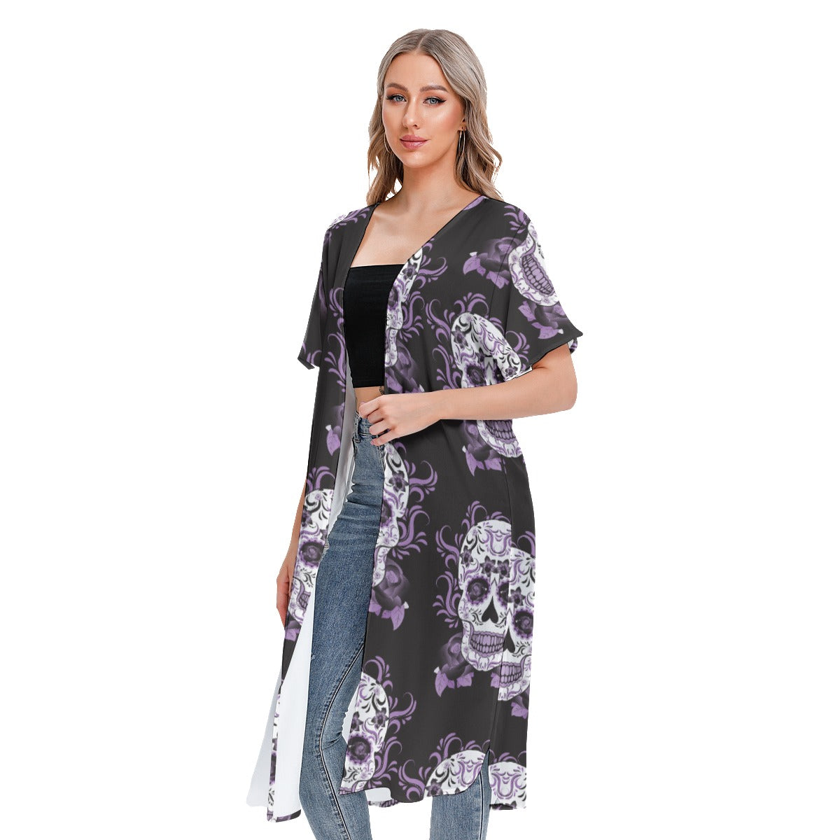 All-Over Print Women's Short Sleeve Cardigan