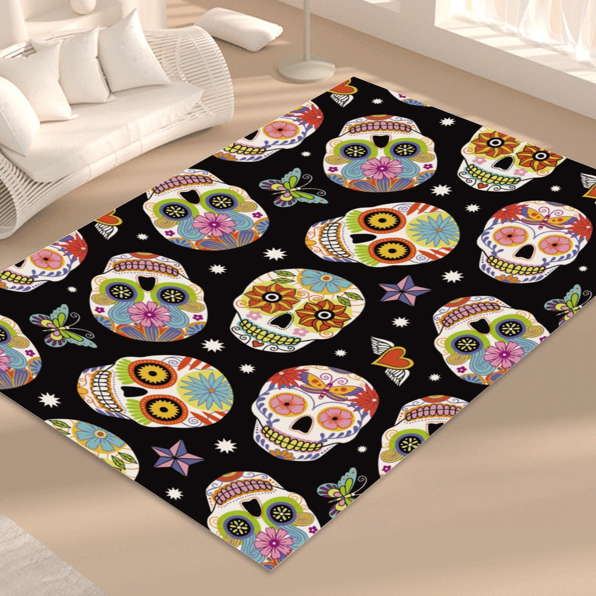 Dia de los muertos pattern sugar skull Foldable Rectangular Floor Mat