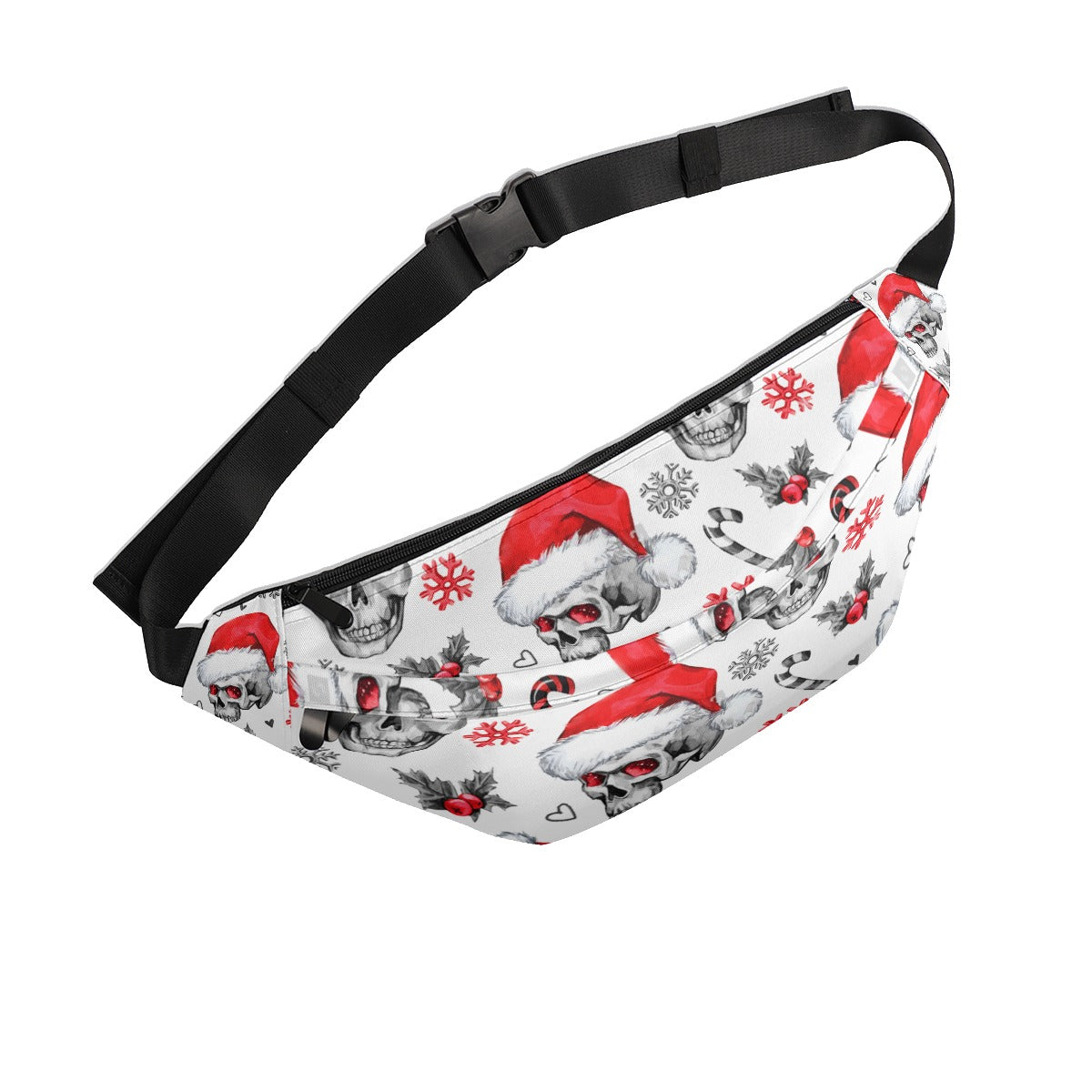 Gothic skeleton skull santa claus Large Fanny Bag, Christmas skull waist fanny bag purse
