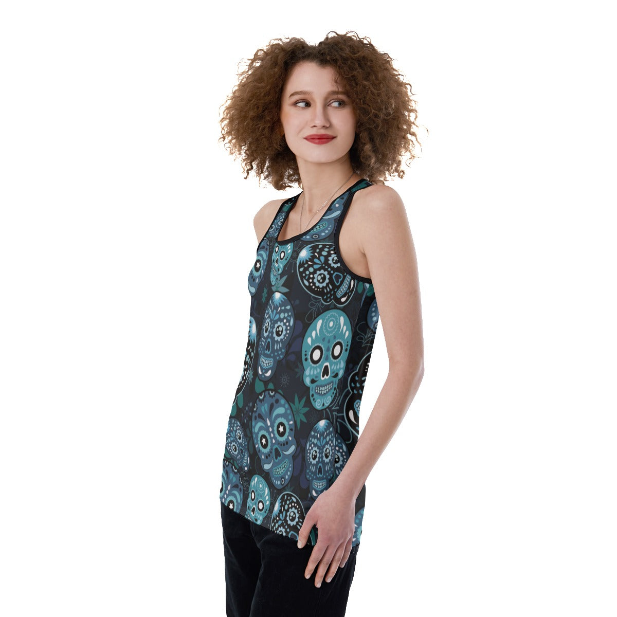 Dia de los muertos Calaveras skull Women's Back Hollow Tank Top