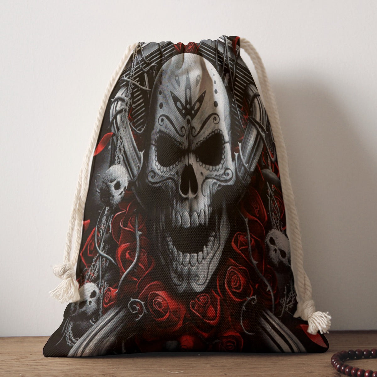 Biker Motorcycle skull Drawstring Bag