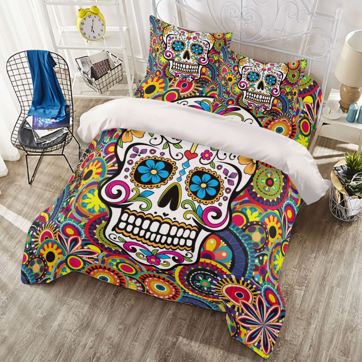 4 pcs Sugar skull Pattern day of the dead Duvet Cover Set