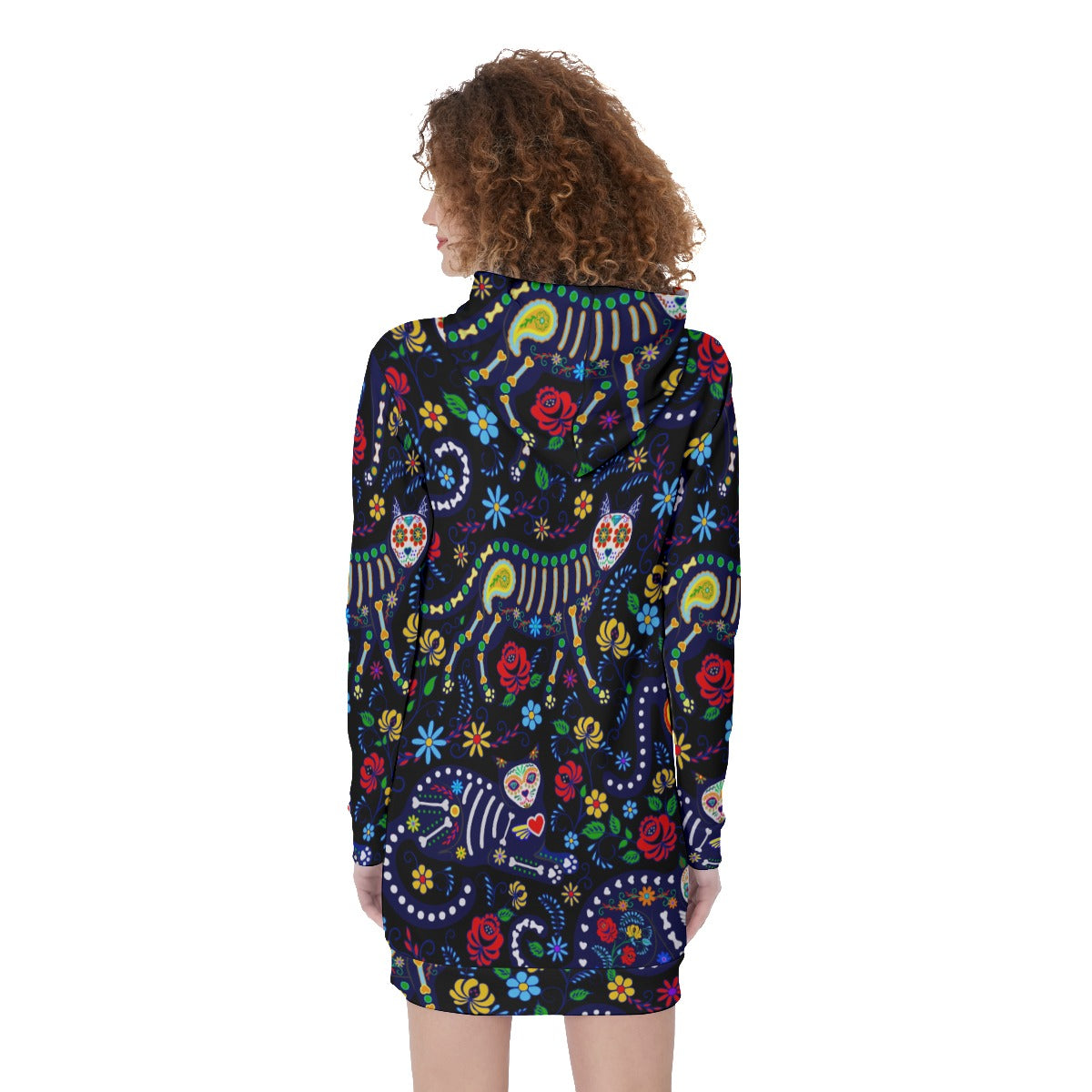 Sugar skull cat Women's Long Hoodie