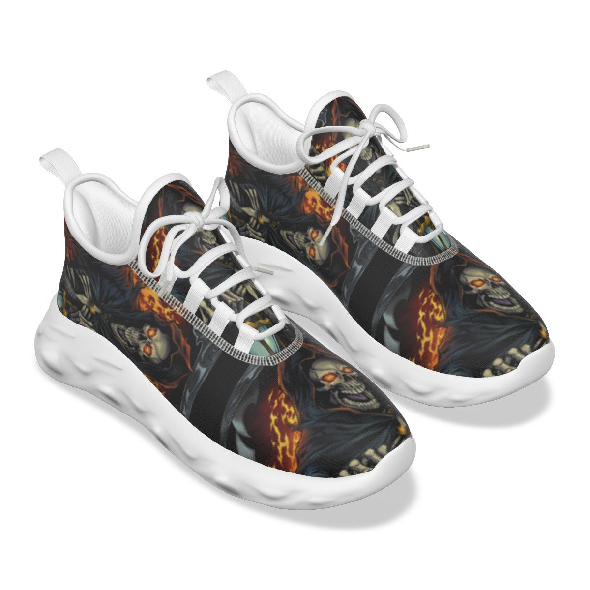 Flaming grim reaper skull Men's Light Sports Shoes