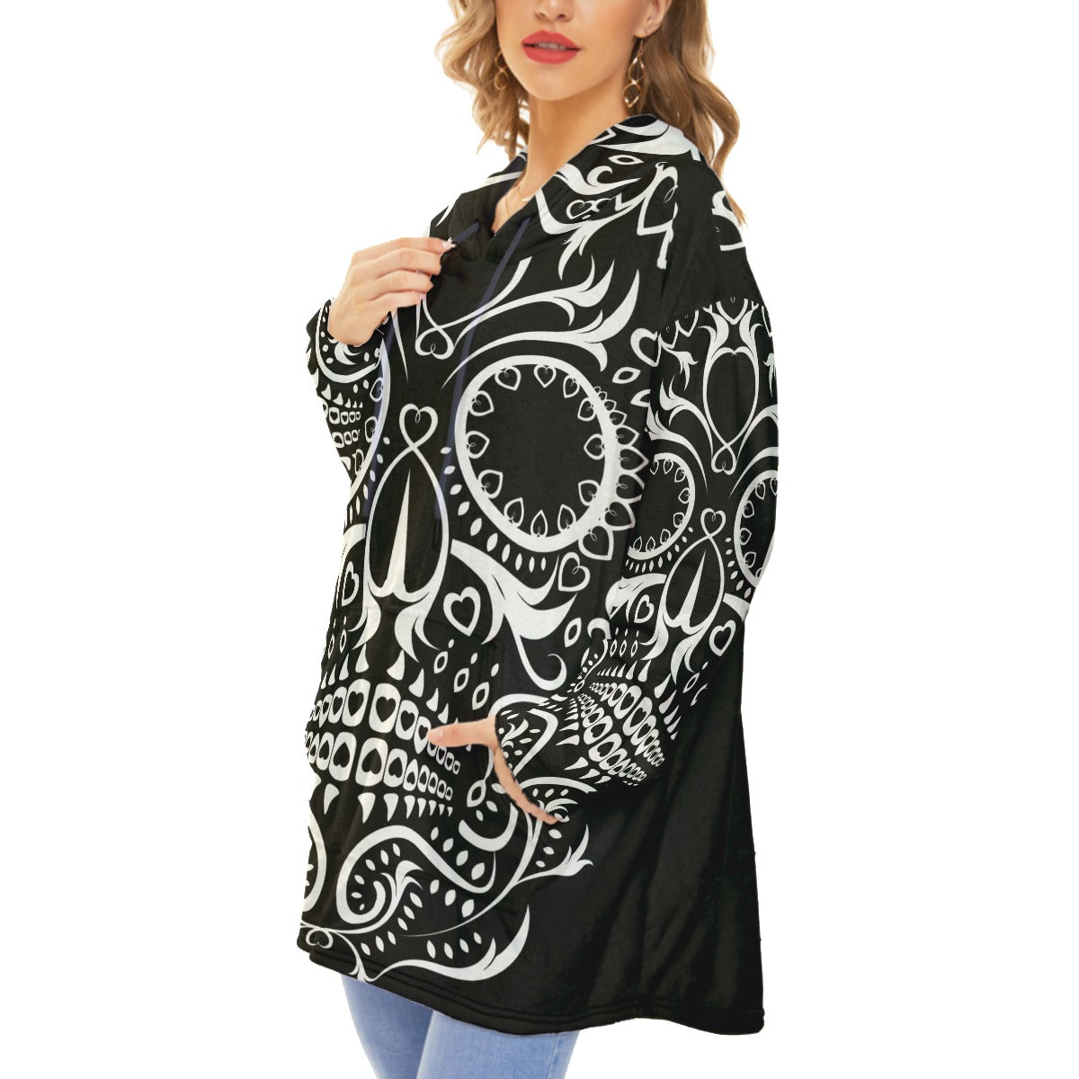 Day of the dead Unisex Flannel Fleece Blanket With Pocket