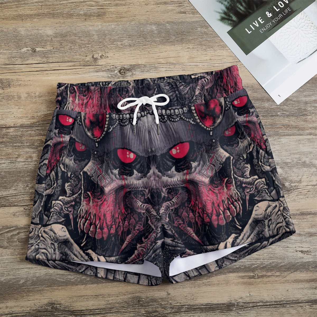 Gothic grim reaper skull Women's Casual Shorts