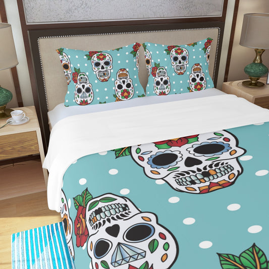 Sugar skull Three Piece Duvet Cover Set