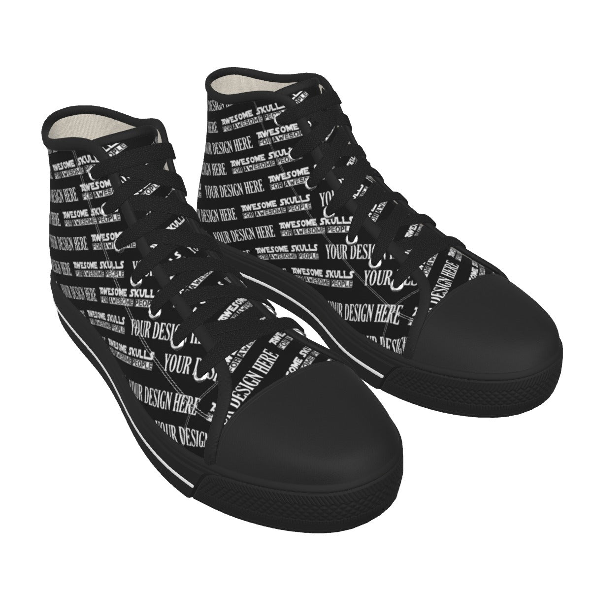 Custom Print on Demand POD Women's Black Sole Canvas Shoes