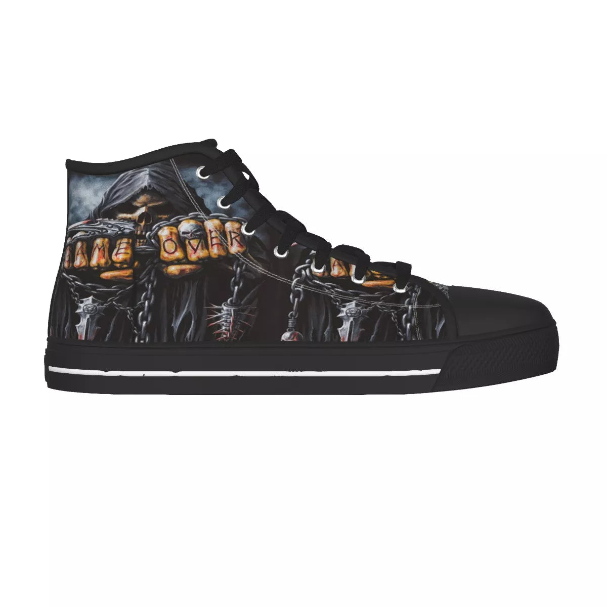 Game over Grim reaper Men's Canvas Shoes, sugar skull sneaker shoes