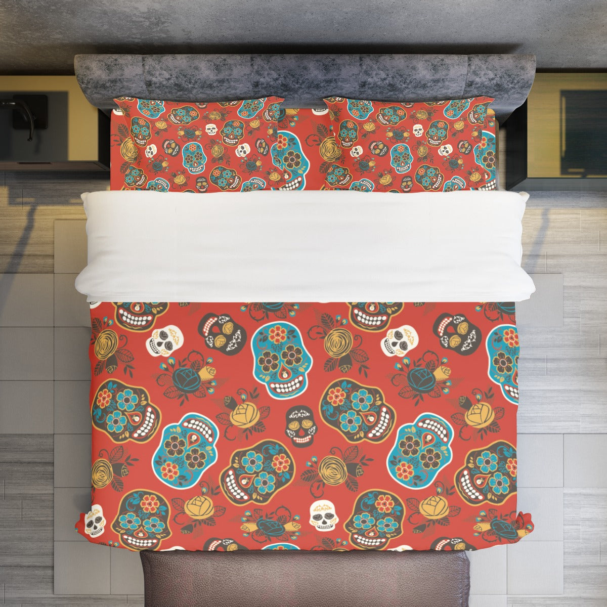 Candy skulls Mexican Calaveras skull Four-piece Duvet Cover Set