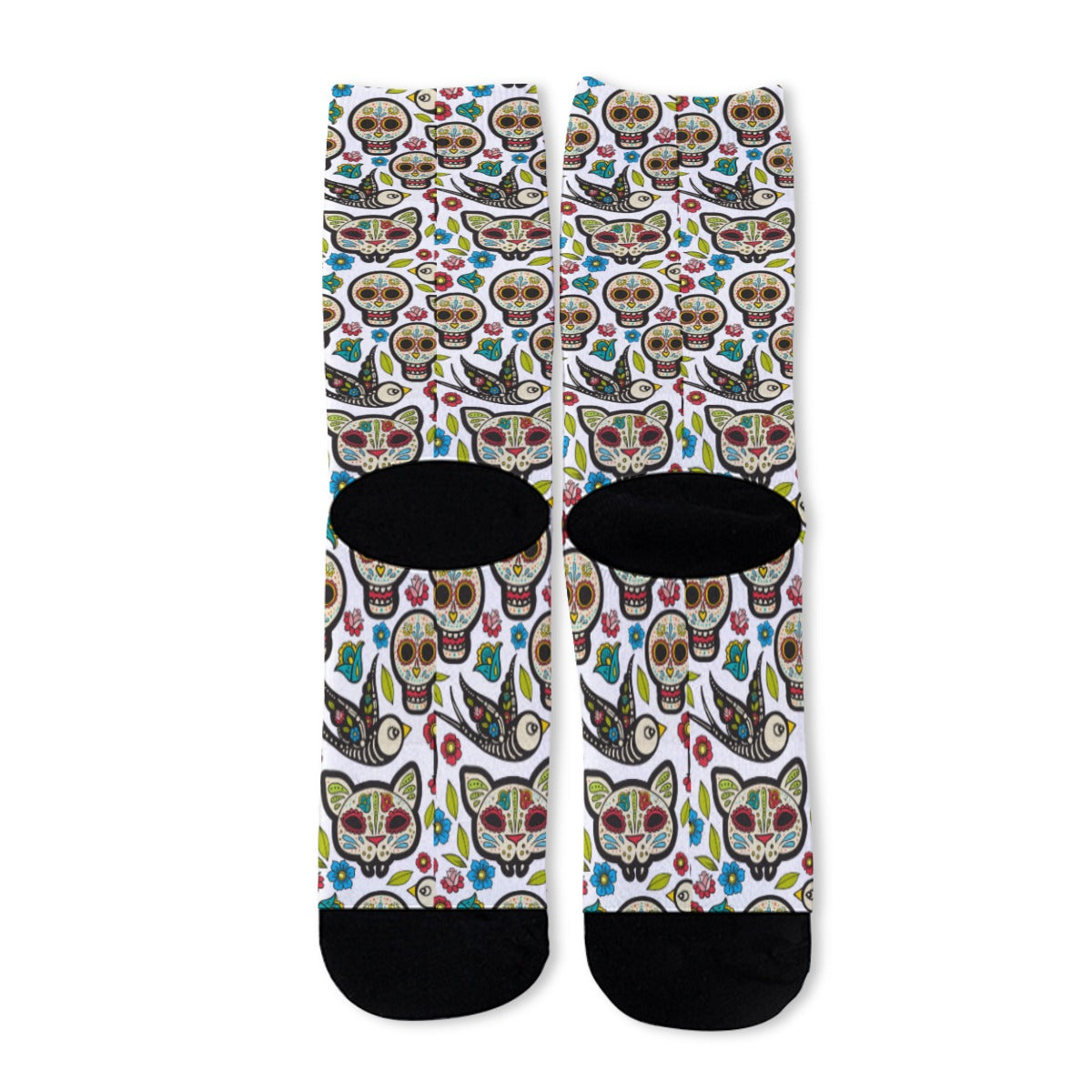 Day of the dead sugar skull Unisex Long Socks, Halloween gothic skeleton horror long socks