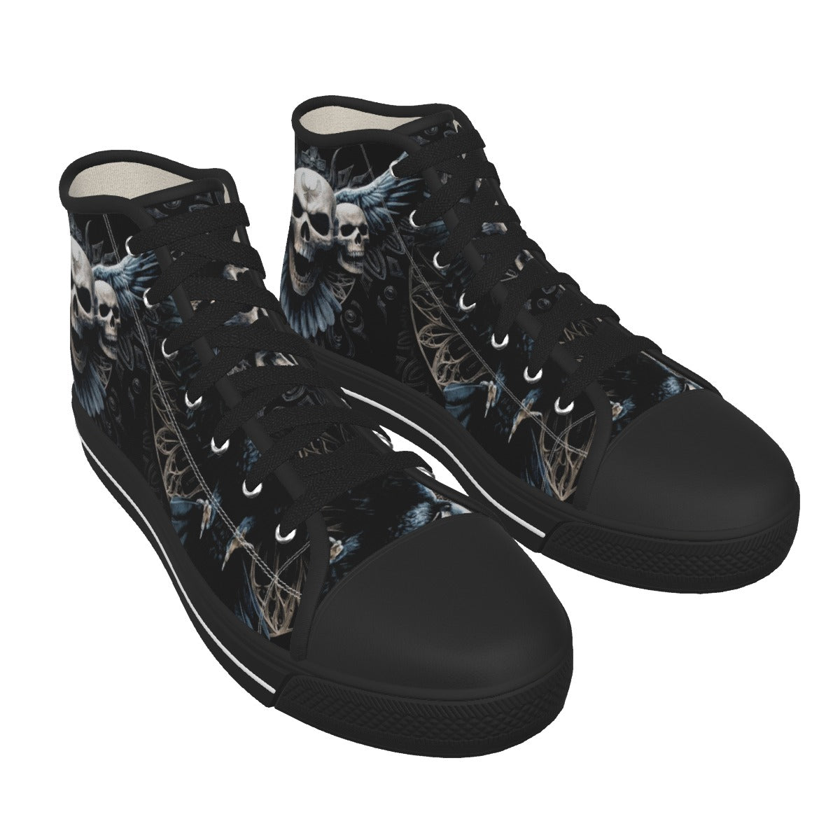 Gothic skull Men's Canvas Shoes, Halloween skeleton skull snekers shoes, skull canvas shoes