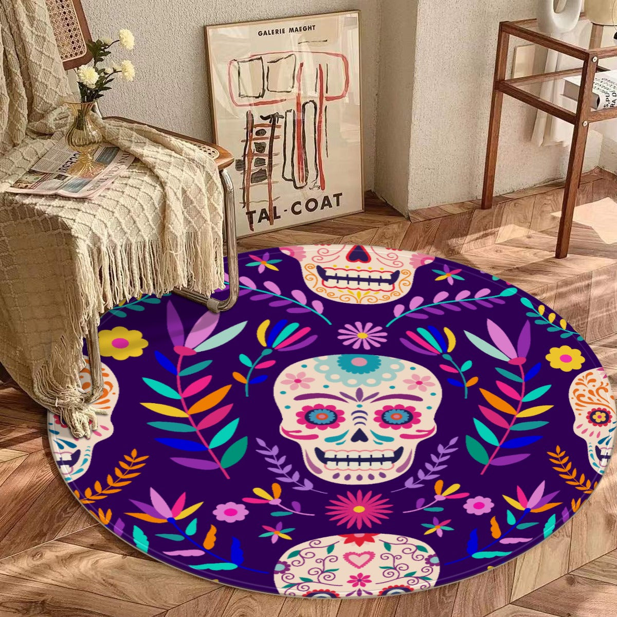 Day of the dead Halloween sugar skulls Foldable round mat