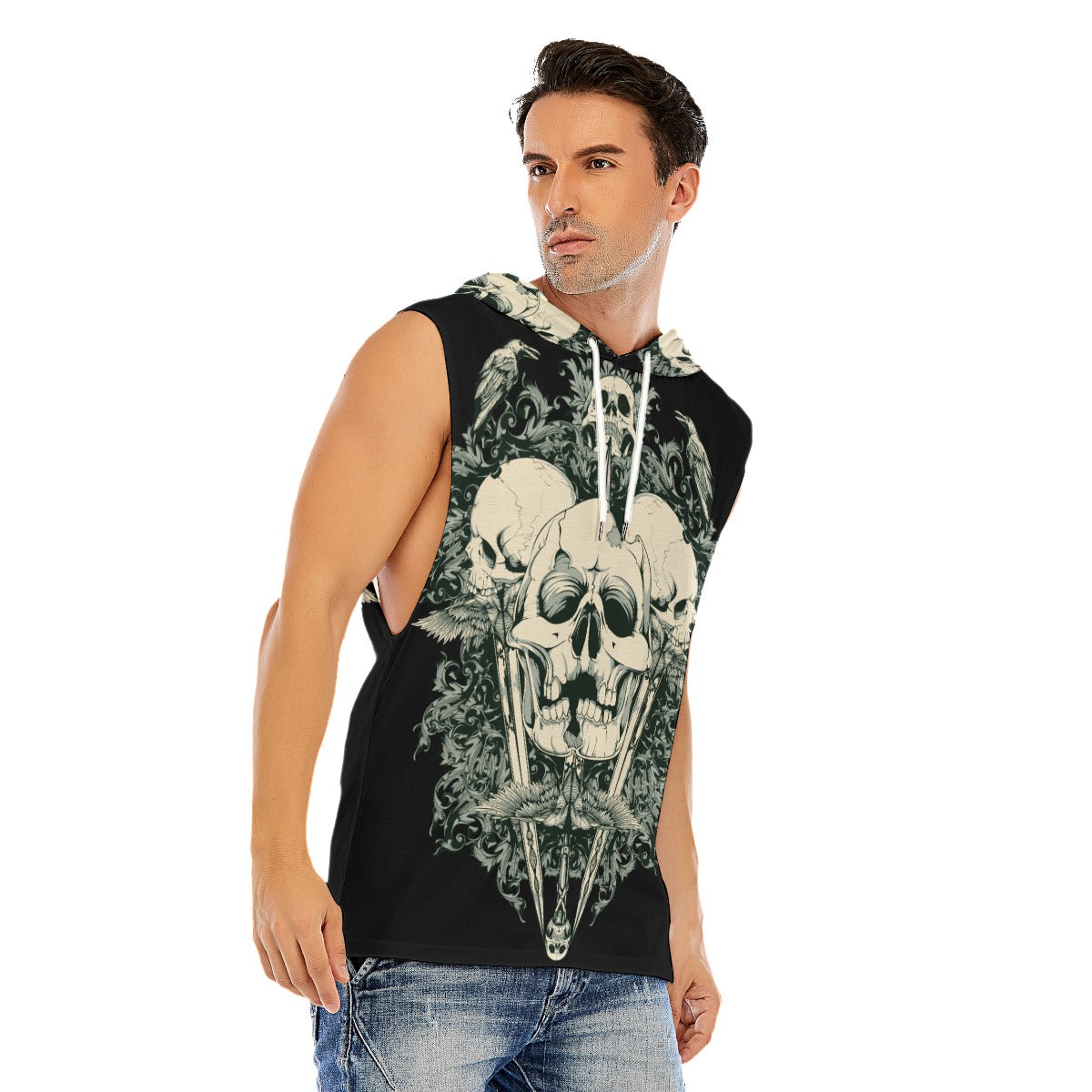 Grim reaper skull gothic Men’s Hooded Tank Top