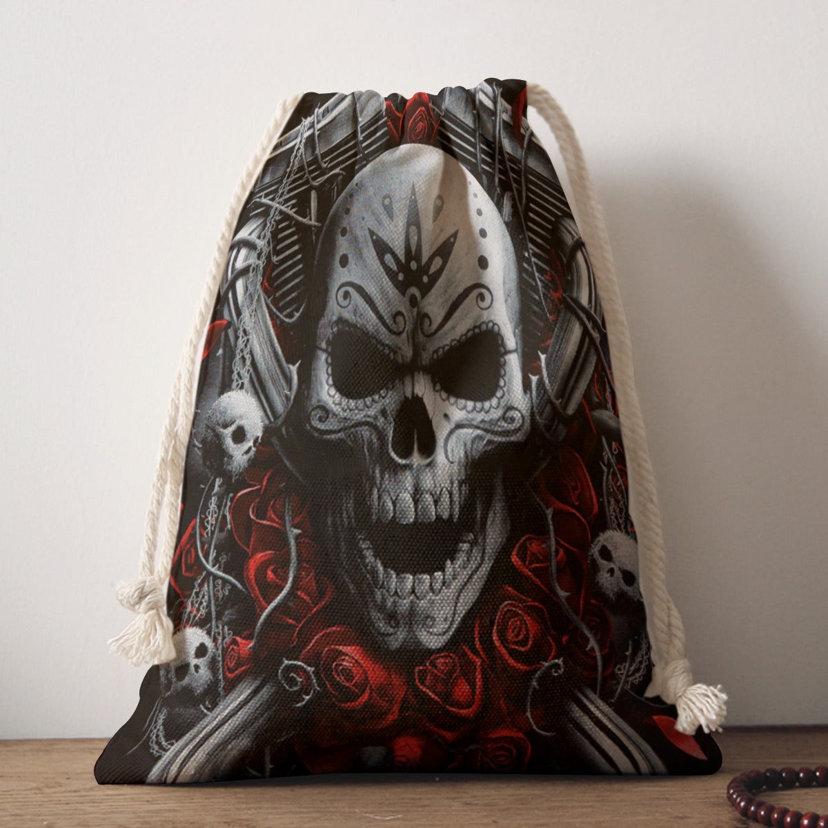 Biker Motorcycle skull Drawstring Bag