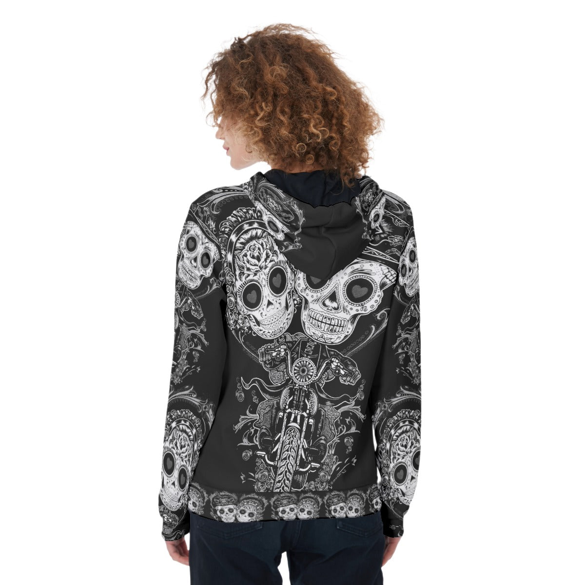 Sugar skull couple Women's Zip Up Hoodie
