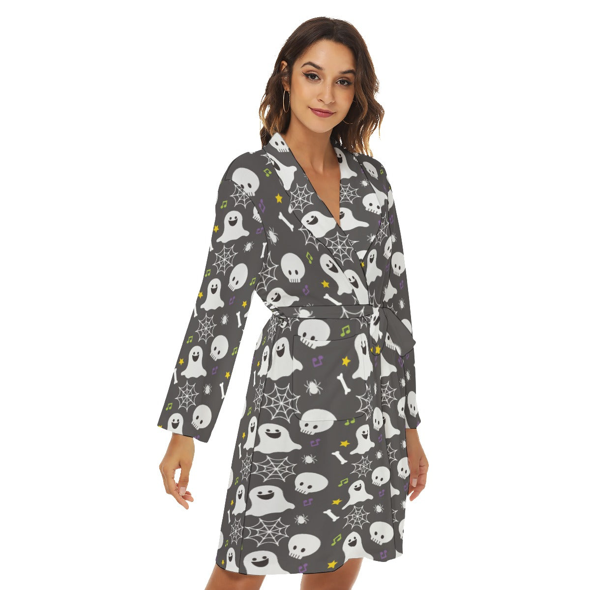 Halloween All-Over Print Women's Robe, Gothic Halloween Pajamas