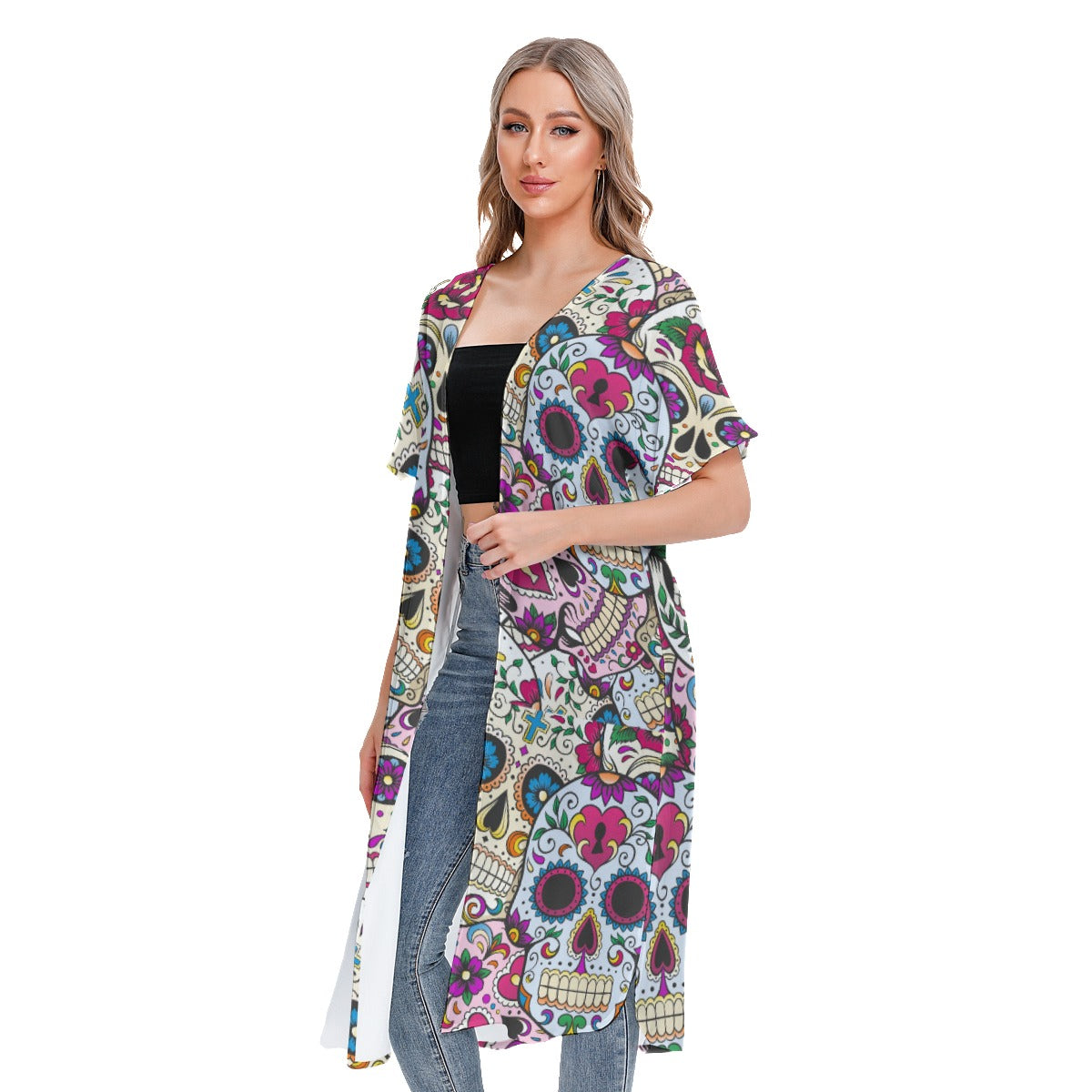 All-Over Print Women's Short Sleeve Cardigan