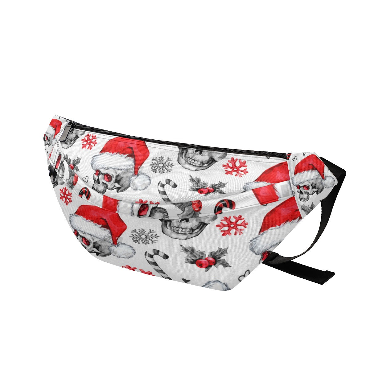 Gothic skeleton skull santa claus Large Fanny Bag, Christmas skull waist fanny bag purse
