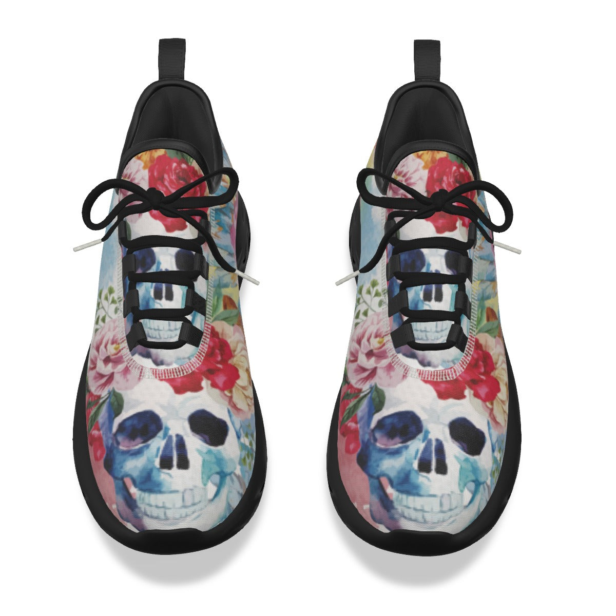 Floral skull Men's Light Sports Shoes, Skeleton Halloween skull men's sneakers shoes