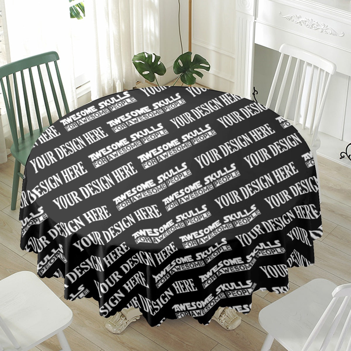 Custom Print on demand pod Waterproof tablecloth | Round 180(gsm)