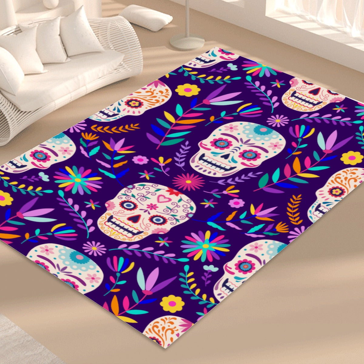 Day of the dead Halloween sugar skulls Foldable Rectangular Floor Mat