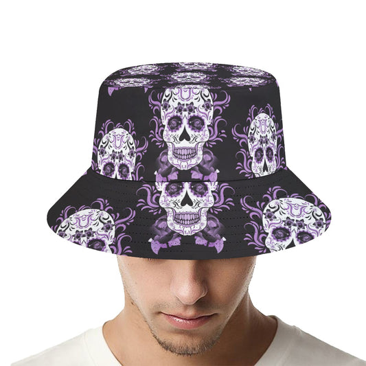 Dia de los muertos skull Fisherman hat, Gothic skull Halloween skeleton hat cap