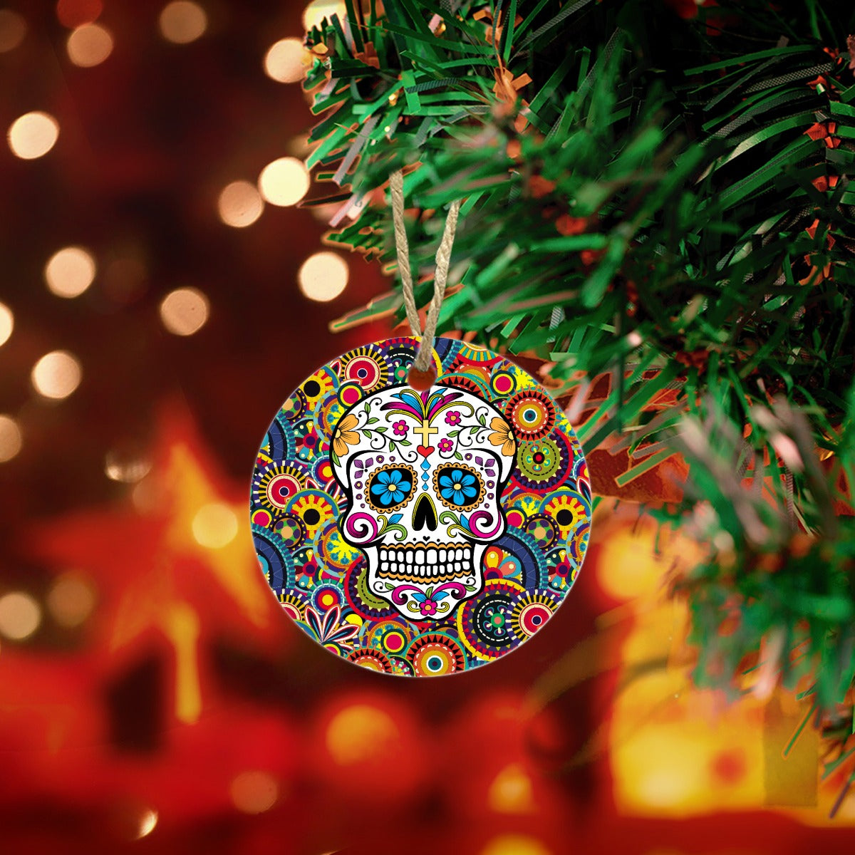 Set 10 pcs Round Christmas Ceramic Decoration Ornaments
