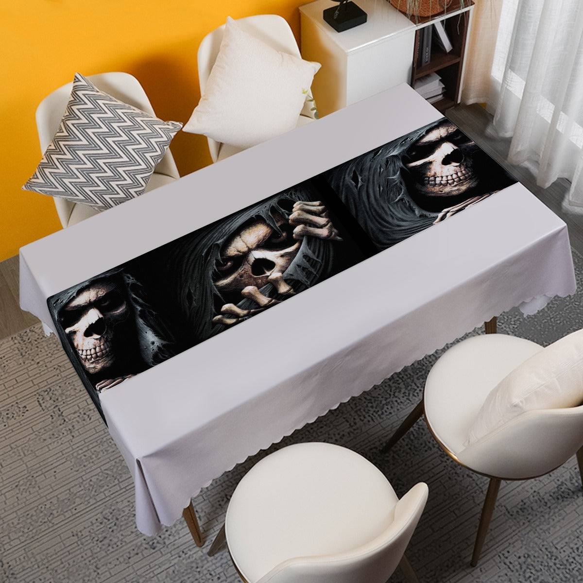 Grim reaper skull Table Runner | Rectangle, gothic skull table runner