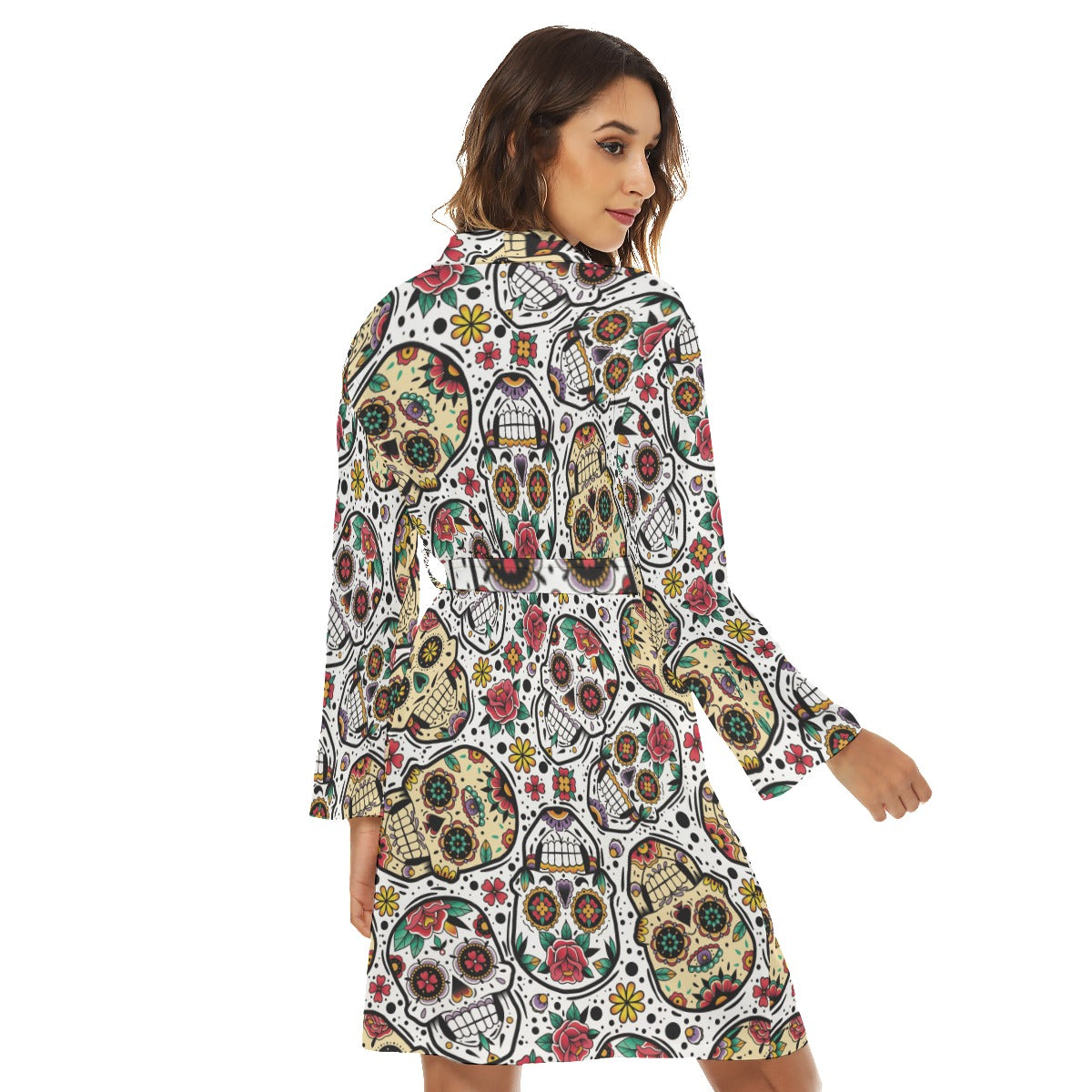 Dia de los muertos skull Women's Robe