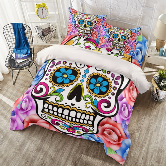 Dia de los muertos Four-piece Duvet Cover Set, Sugar skull day of the dead bedding cover set