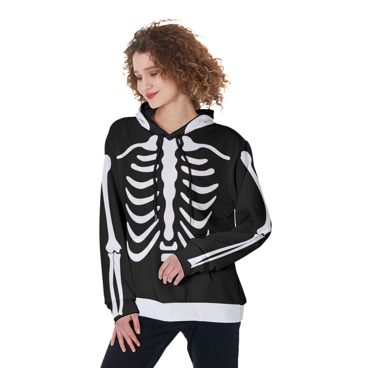 Skeleton All-Over Print Women's Heavy Fleece Hoodie