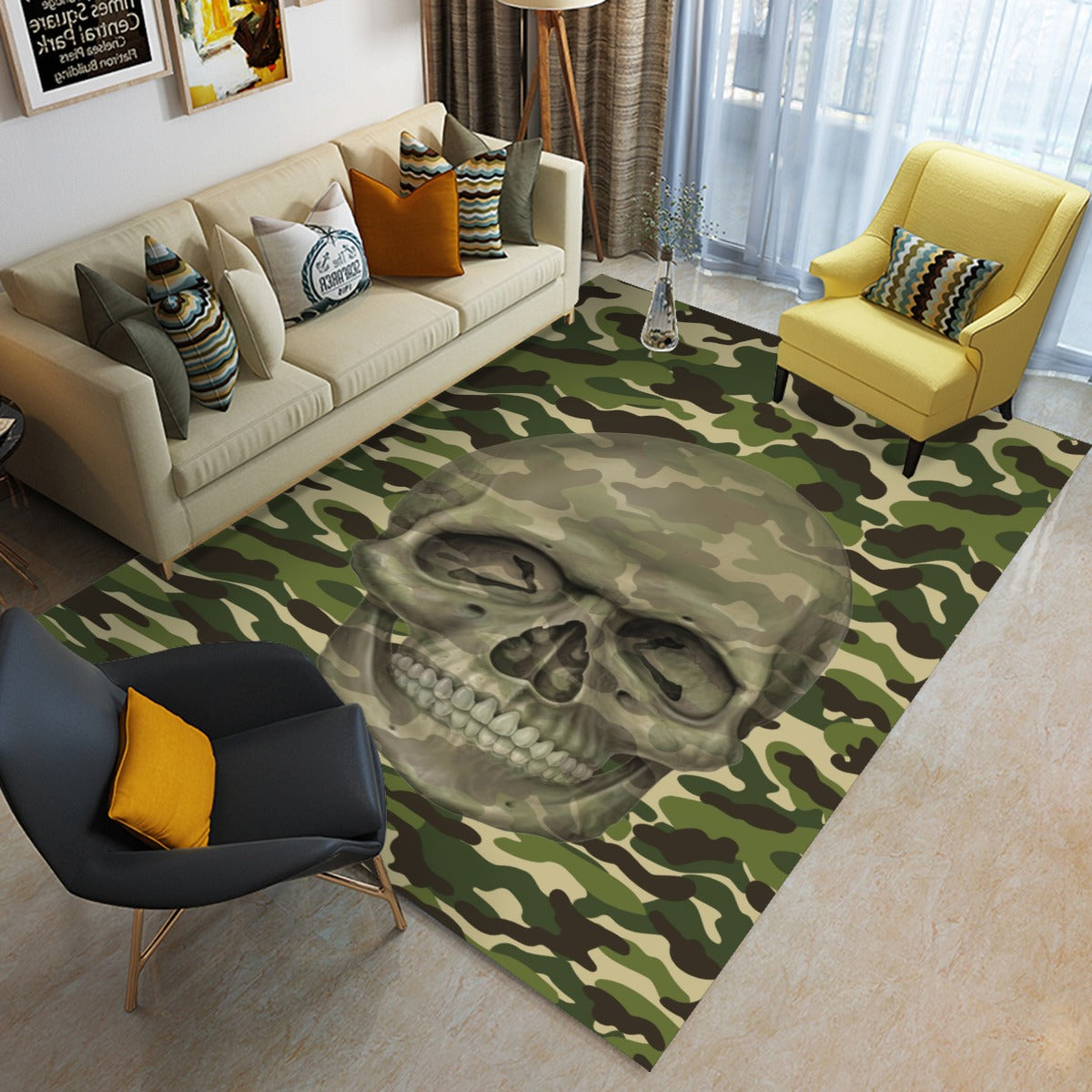 Skull Halloween Gothic Foldable Rectangular Floor Mat