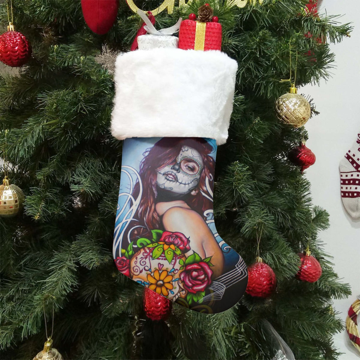 Beautifull sugar skull girl All-Over Print Christmas Socks