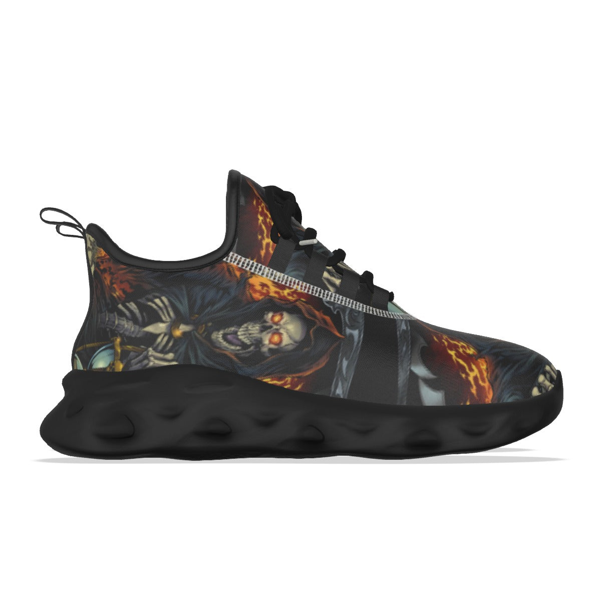 Flaming grim reaper skull Men's Light Sports Shoes