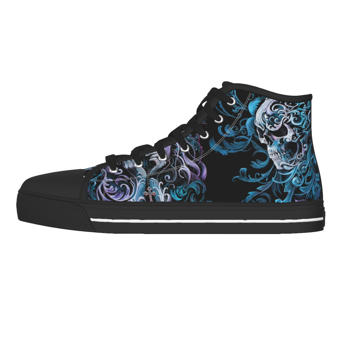 Sugar skull girl Men's Canvas Shoes, sugar skull sneaker shoes, Gothic skull halloween canvas shoes