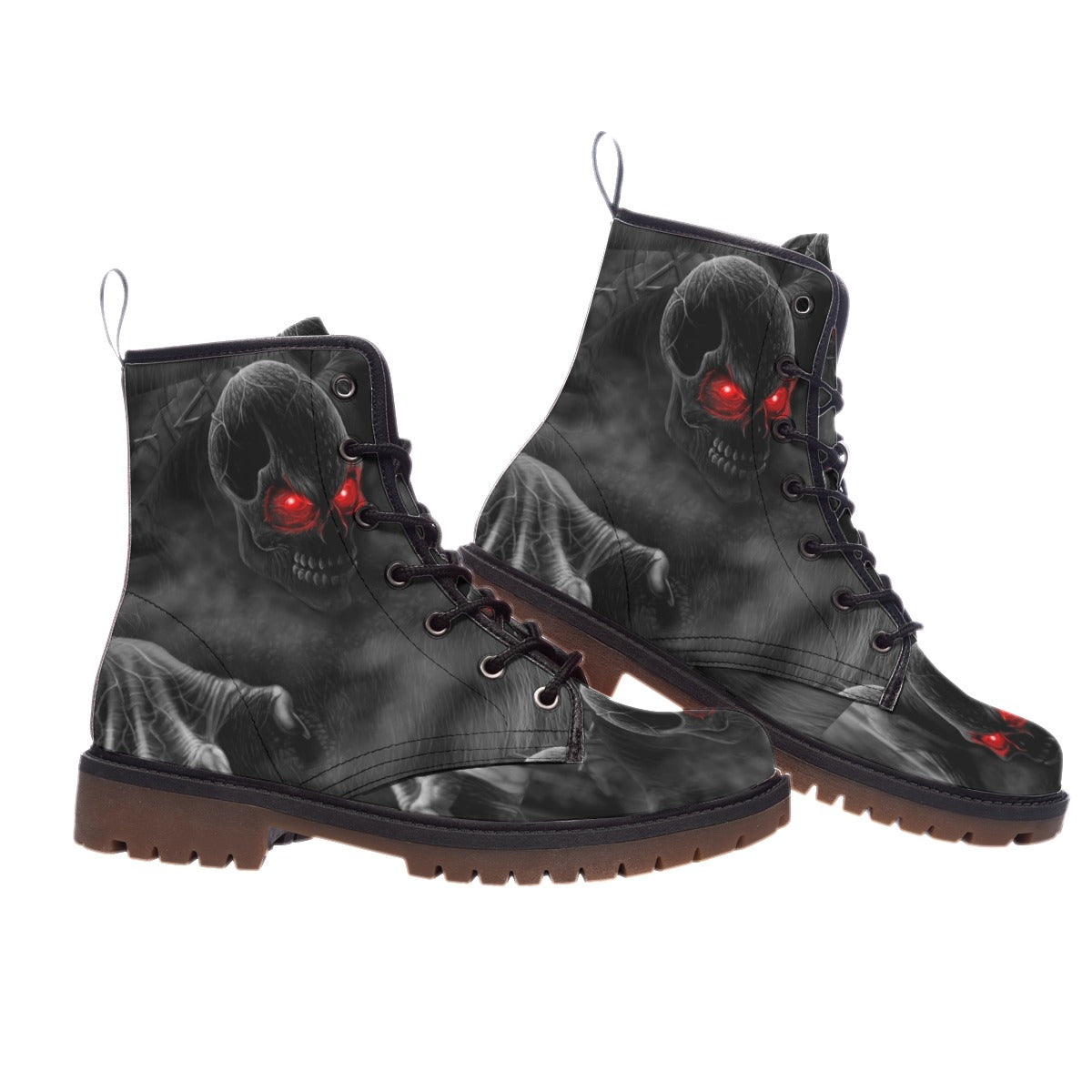 Skull red eyes gothic men's women's boots shoes, Gothic grim reaper shoes boots for men women