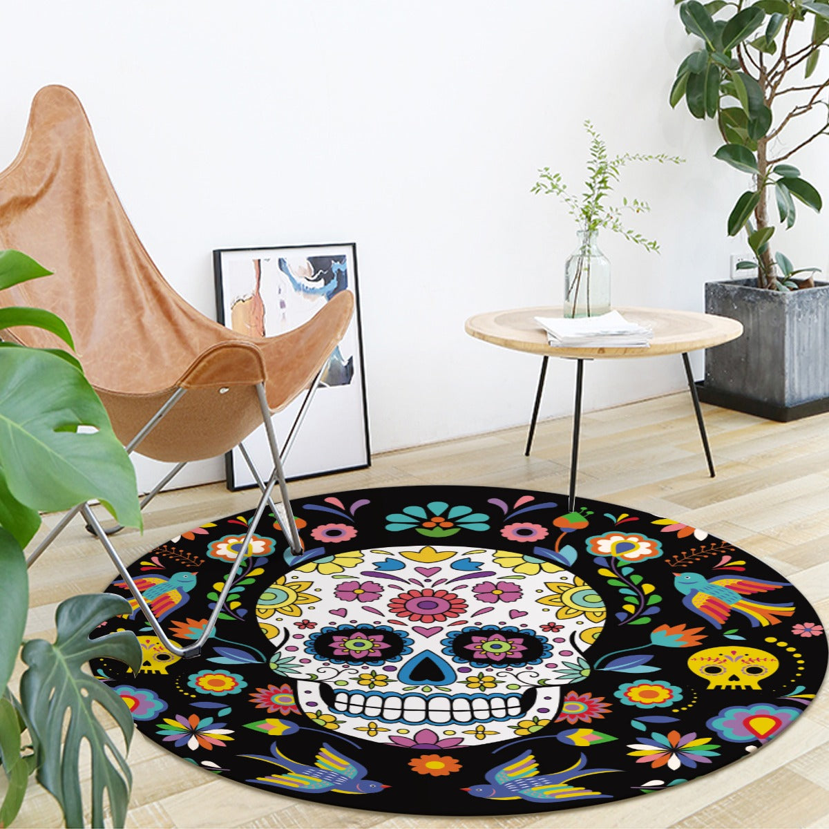 Day of the dead Halloween sugar skulls Calaveras Foldable round mat