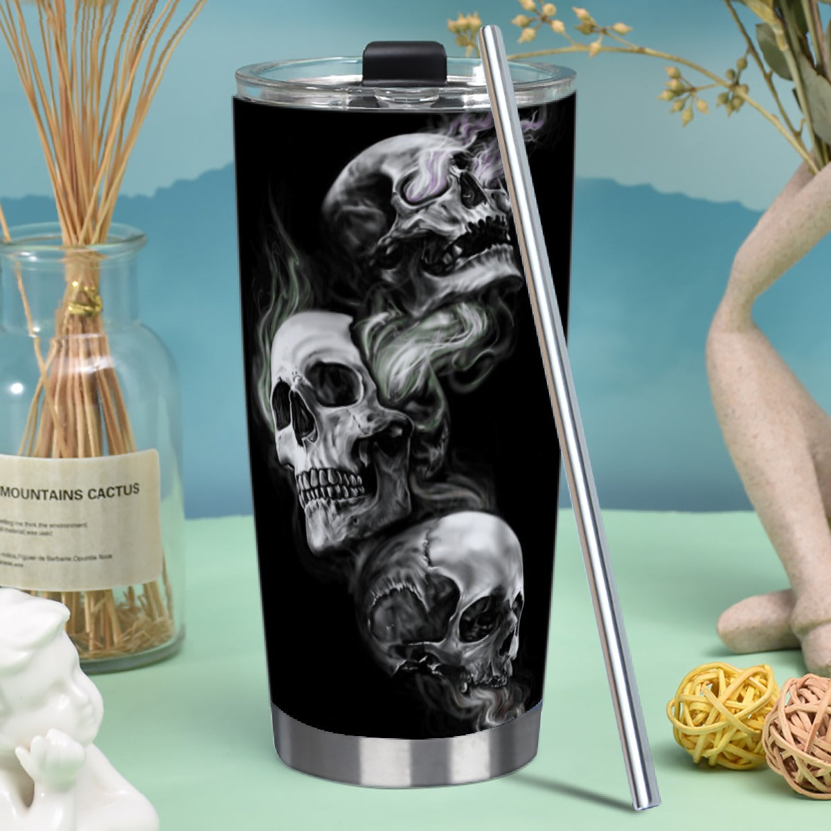 Flaming skull Tumbler 20/30 oz (with Straw)