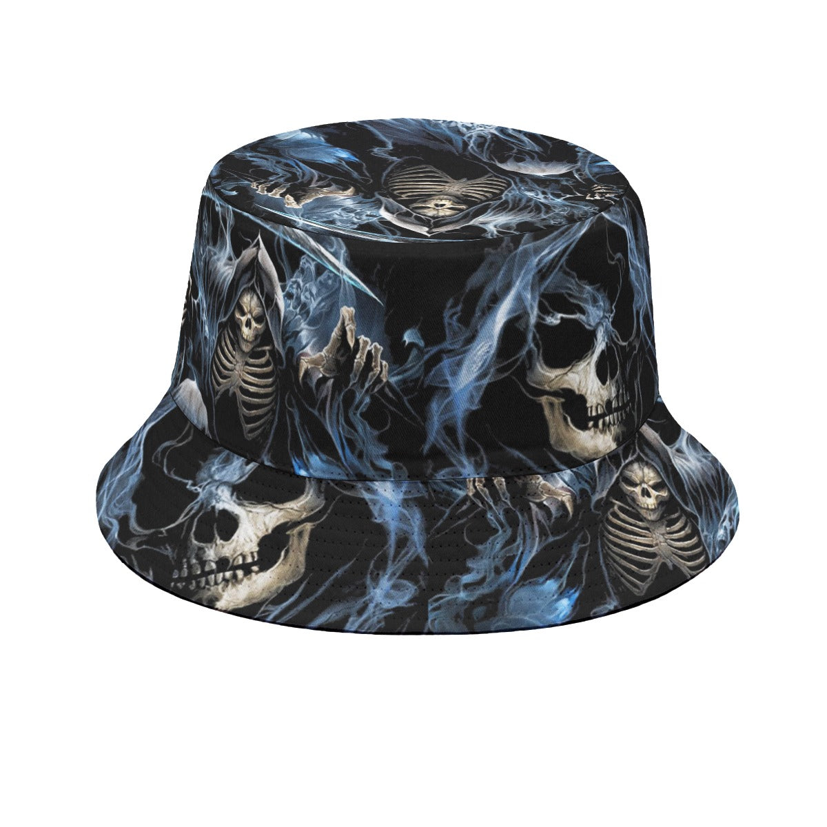 Grim reaper gothic skull Fisherman hat, Halloween skeleton hat cap
