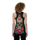 Floral sugar skull day of the dead Print Women's Back Hollow Tank Top