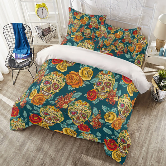 Day of the dead sugar skull Four-piece Duvet Cover Set, Dia de los muertos bedding covers