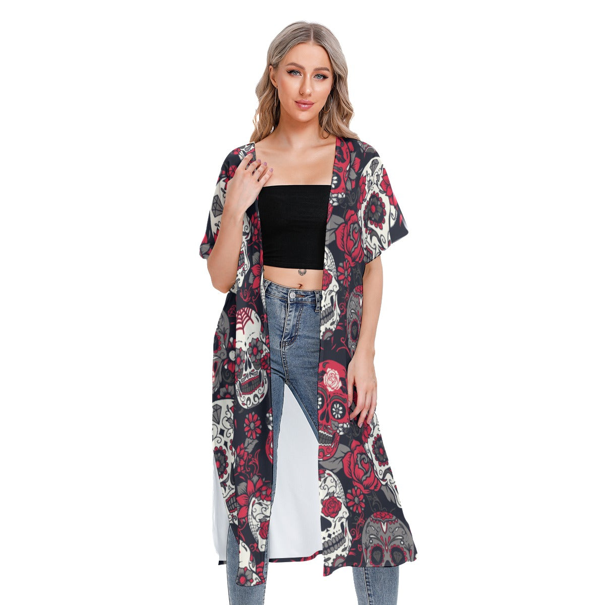 All-Over Print Women's Short Sleeve Cardigan