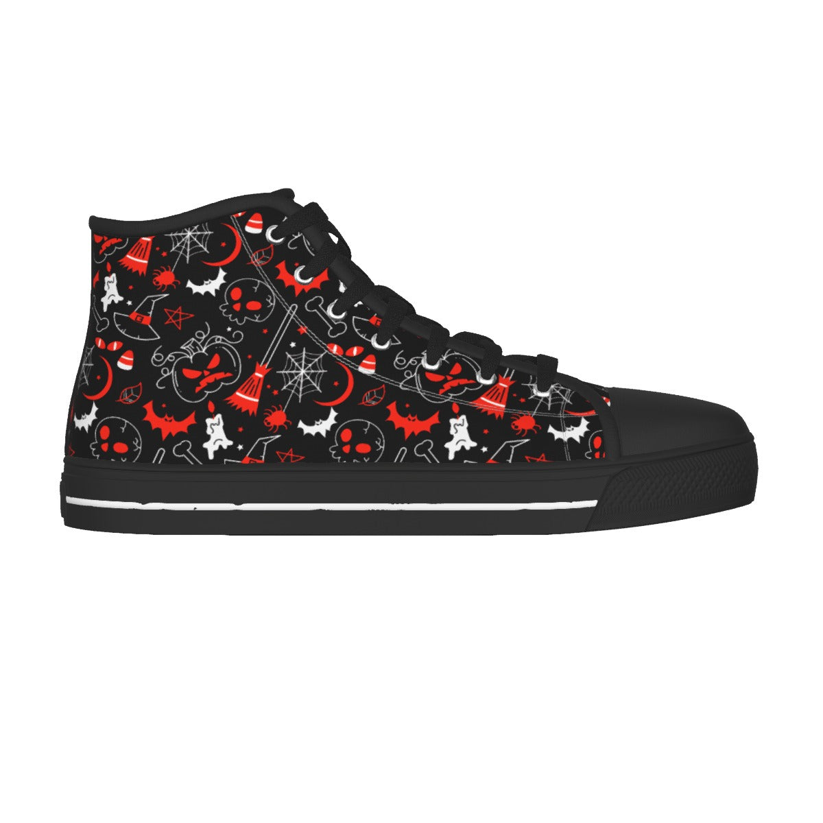 Gothic skull Women's Black Sole Canvas Shoes, Halloween skull shoes