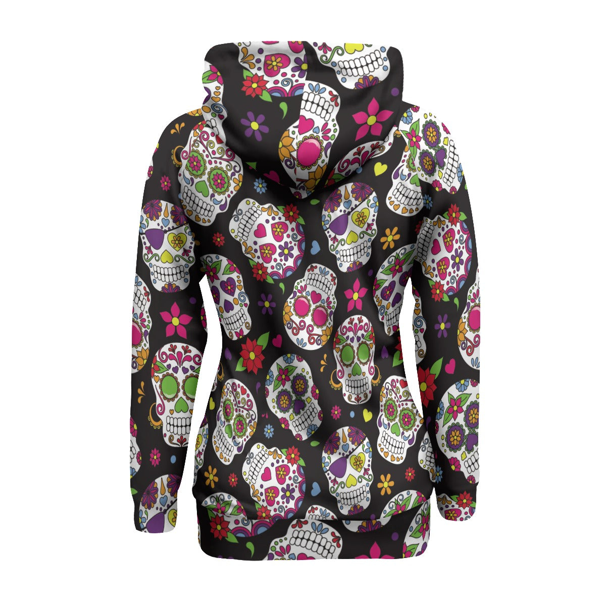 Dia de los muertos sugar skull Women's Long Pullover Hoodie