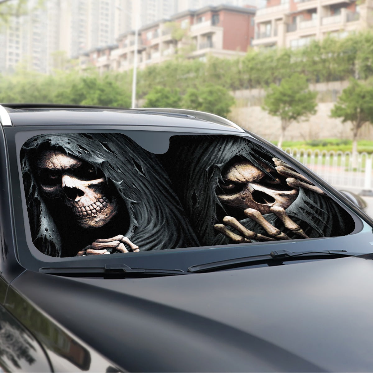 Grim reaper Windshield Sunshade, skull skeleton sunshade, gothic sunshade